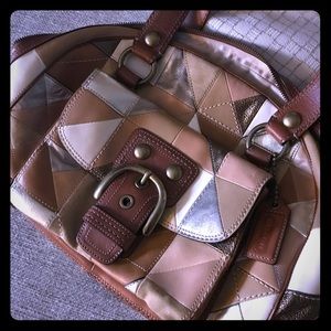 Vintage Authentic Leather Patchwork Coach Bag